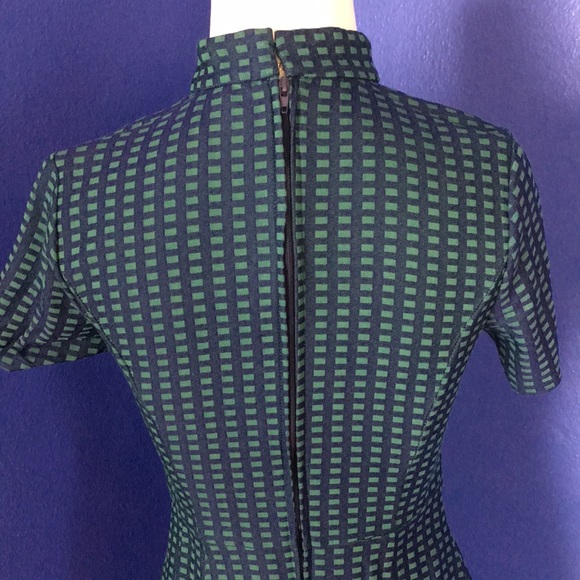 Modcloth mod retro 60s style dress green and blue windowpane print - Picture 6 of 17